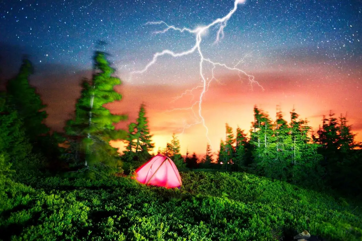 Is it safe to be in a tent during a thunderstorm?